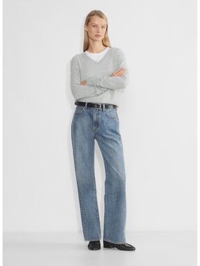 Denim Forum The Farrah Hi-Rise Wide Leg Jeans Light Wash Size 26 Aritzia
